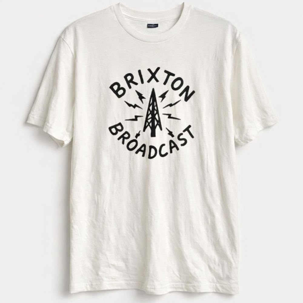 Brixton White Graphic 'Broadcast' Short Sleeve Tee